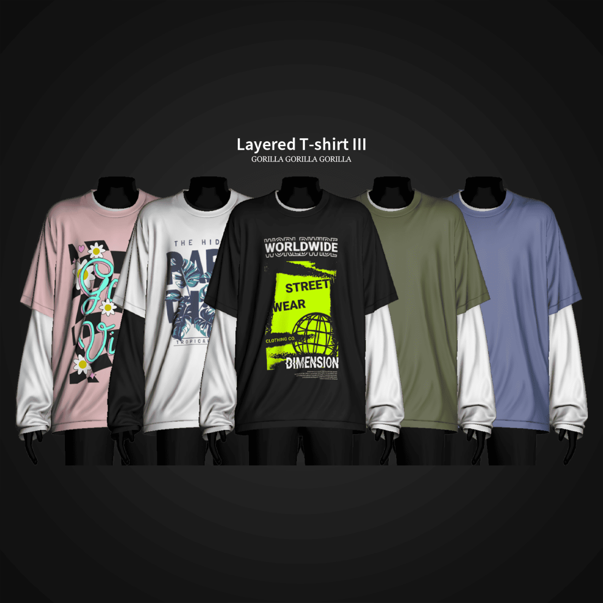 Кофта для симов "Layered T-shirt III"