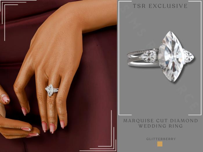 Кольцо с бриллиантом "Marquise Cut Diamond Wedding Ring"
