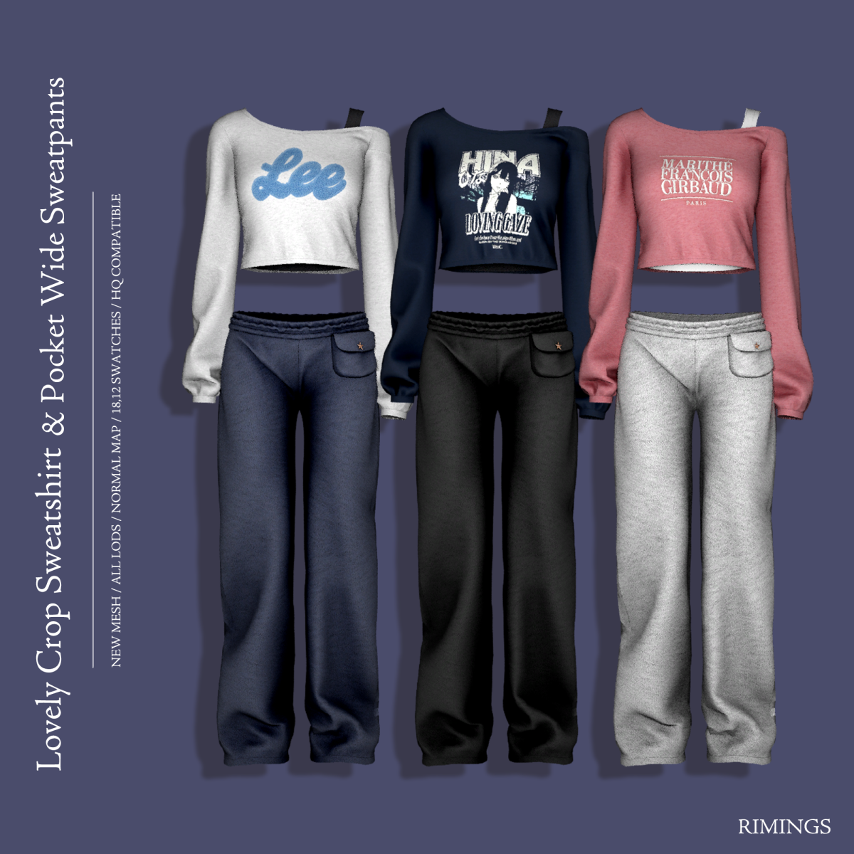 Комфортный комплект для симочек "Lovely Crop Sweatshirt & Pocket Wide Sweatpants"