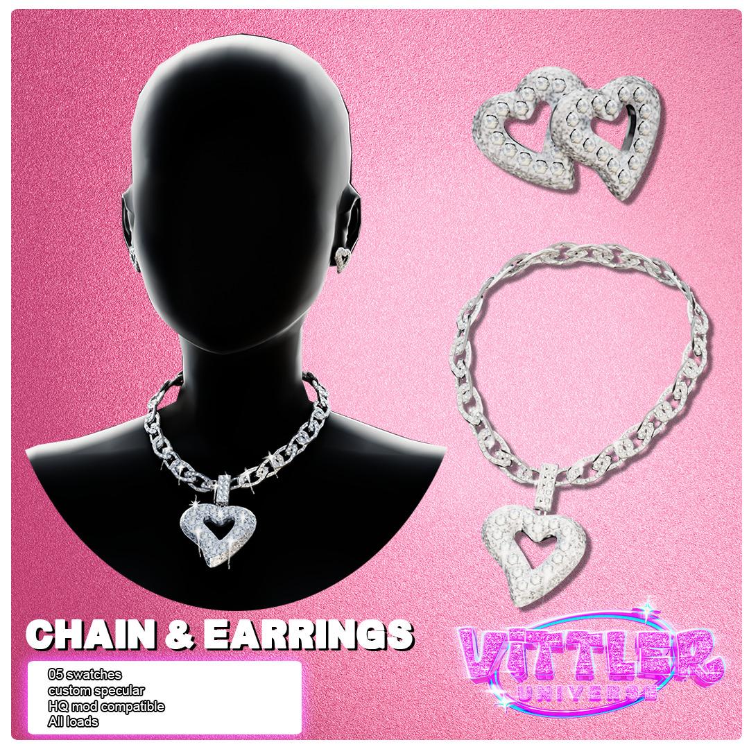 Комплект аксессуаров "Unlimed Heart Chain Necklace and Earrings"
