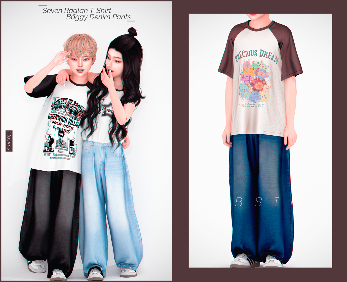 Комплект одежды для детей "Seven Oversized Raglan T-Shirt & Baggy Denim Pants"
