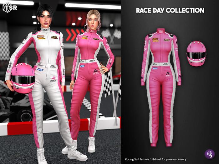 Костюм гонщицы "Race Day - Female Racing Suit and Helmet Pose Accessory"