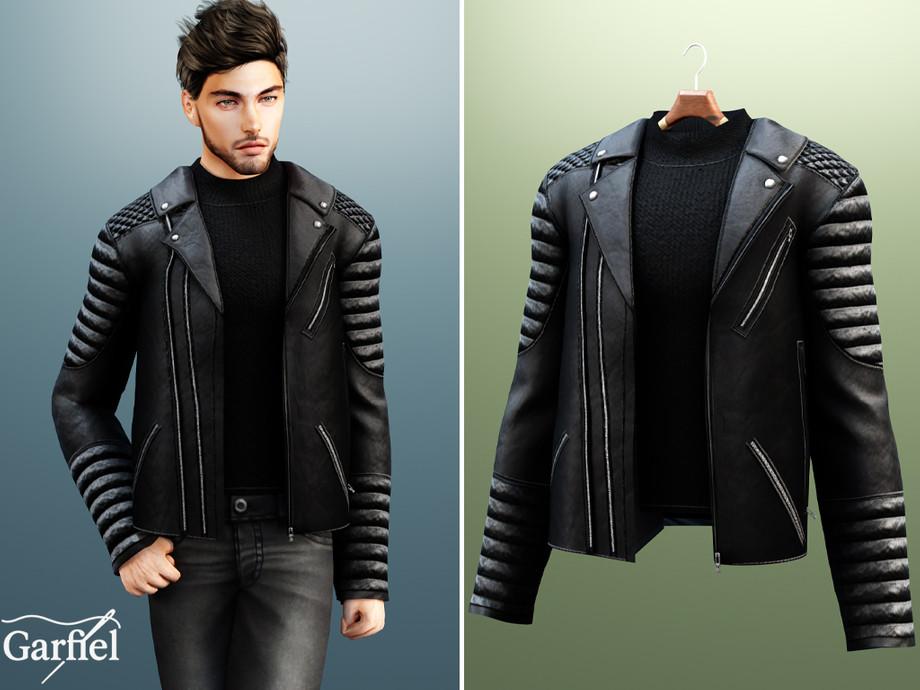 Косуха для мужчин и детей "Black biker jacket with quilted sleeves"
