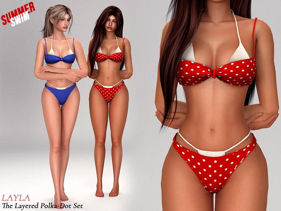 Купальник для симочек "Layered polka-dot bikini"