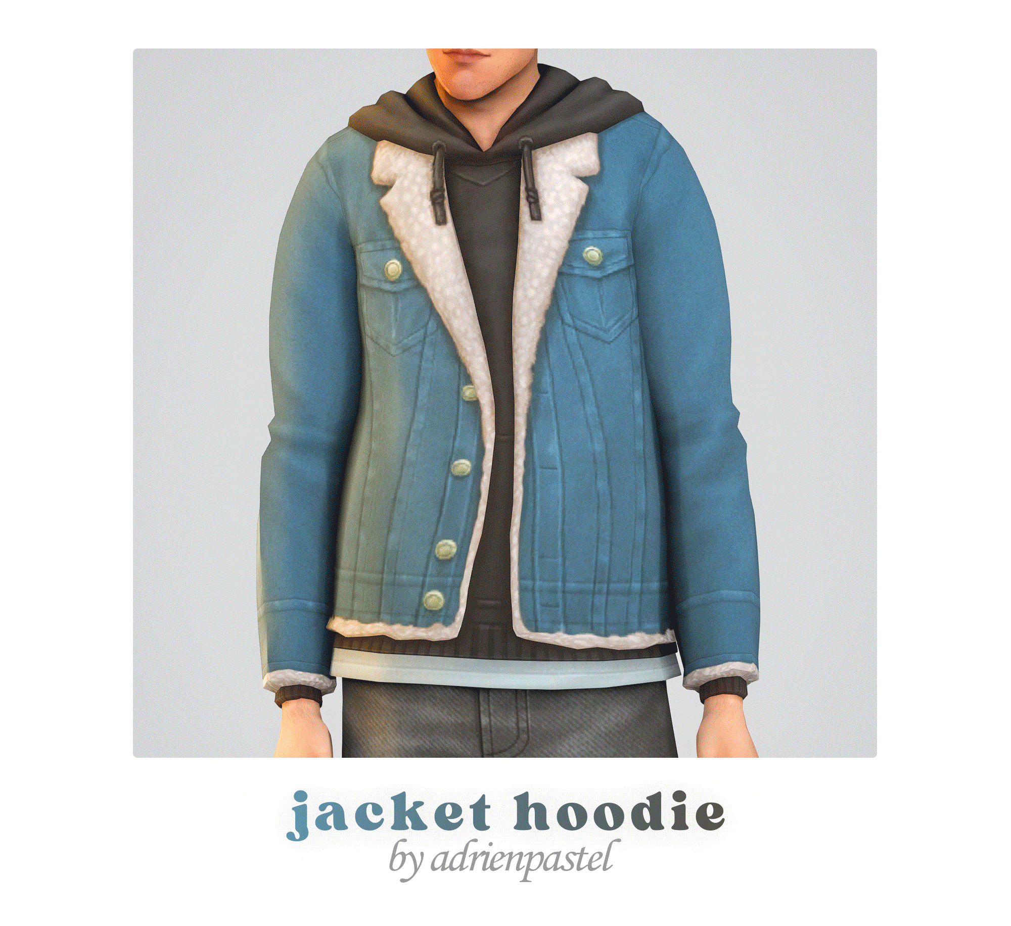 Куртка с худи для симов "Denim Jacket Hoodie"