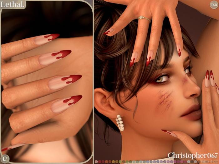 Маникюр "Lethal Nails - Glossy Blood Drip Painted Stiletto Nails"