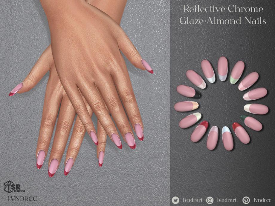 Маникюр "Reflective Chrome Glaze Almond Nails"