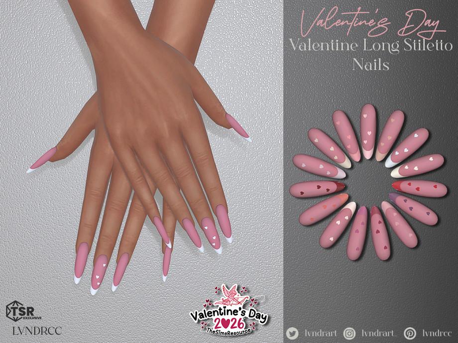 Маникюр "(Valentine's Day 2026) Heart Decal Long Almond Nails"
