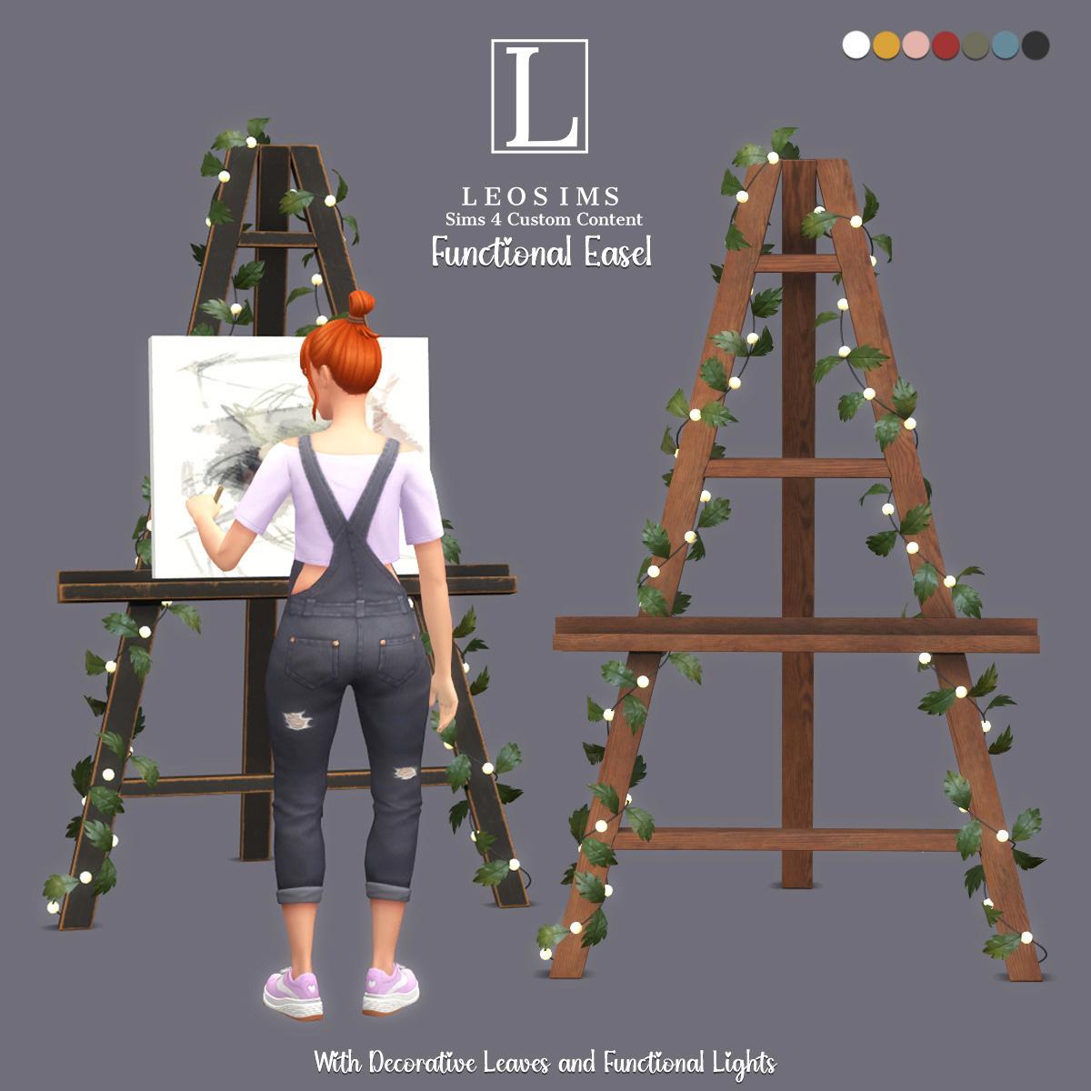 Мольберт "Functional Easel With Decorative Leaves and Functional Lights"