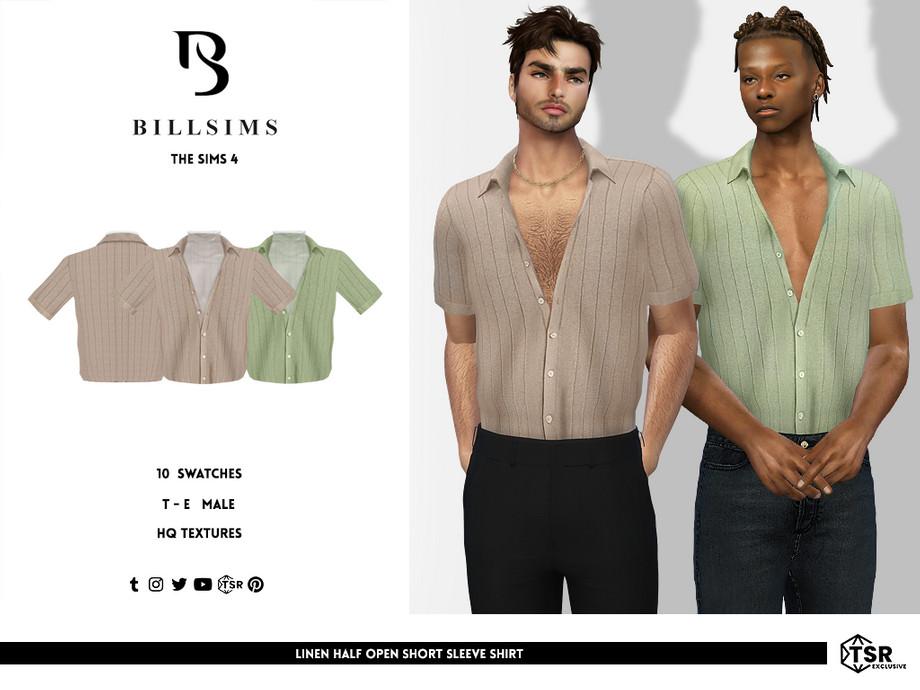 Мужская рубашка "Linen Half Open Short Sleeve Shirt"
