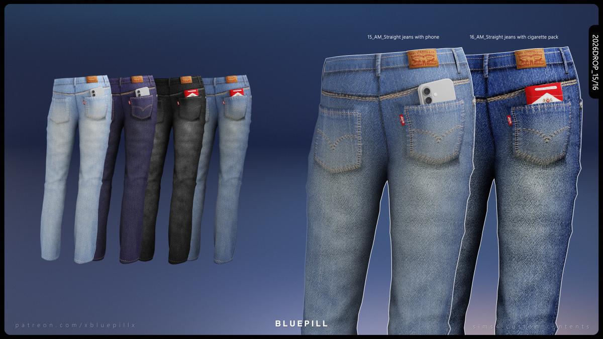Мужские джинсы "AM Straight jeans with accs"