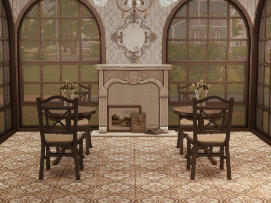 Напольная плитка "Brown floral bird vintage distressed floor tiles"
