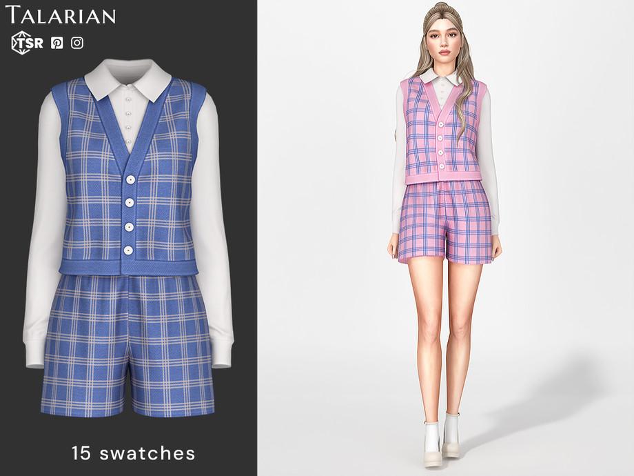 Наряд для симочек "Eileen Plaid Vest and Shorts Outfit"