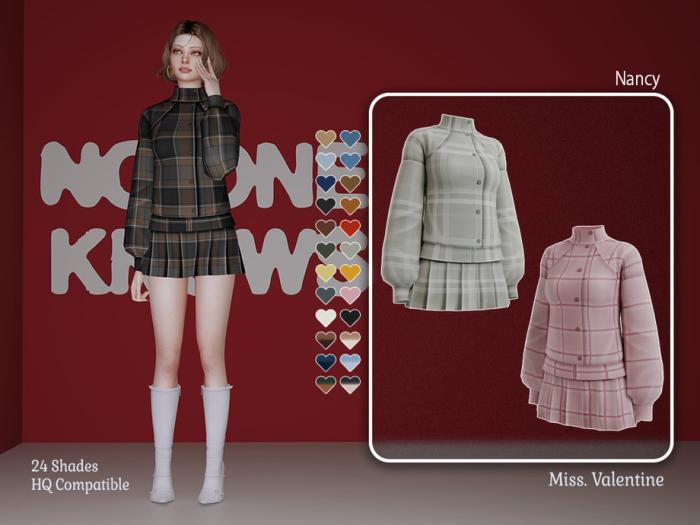Наряд для симочек "Nancy high neck oversized jacket with matched pleated skirt"