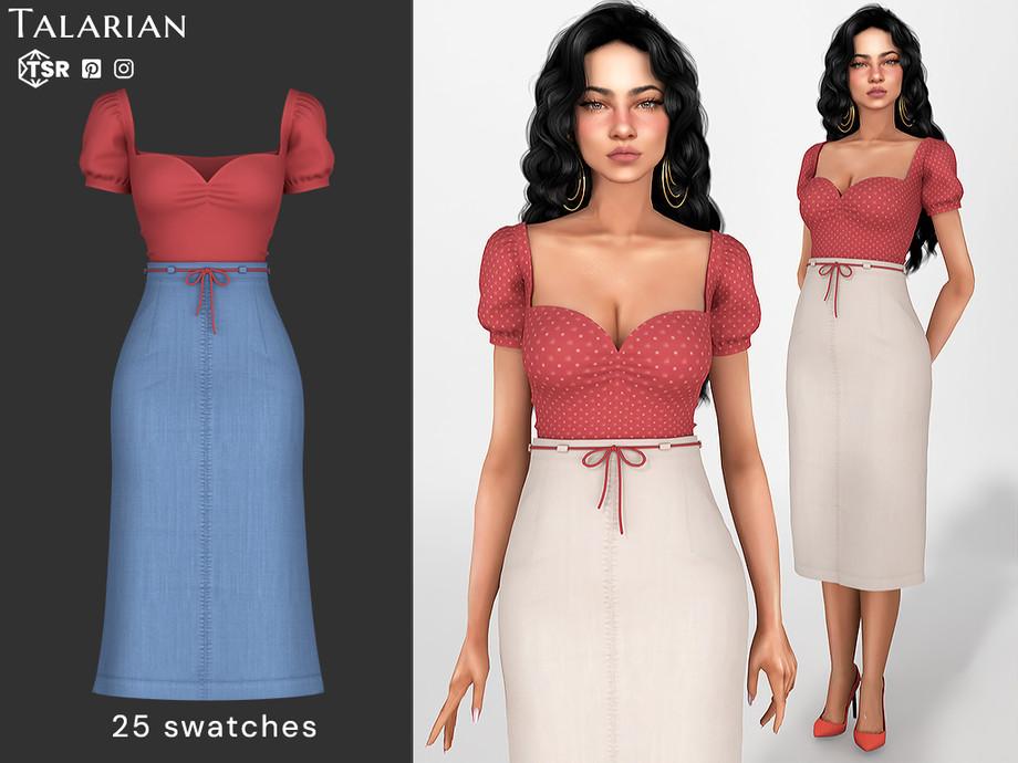 Наряд для симочек "Rhea Outfit with Puff Sleeve Top and Midi Skirt"