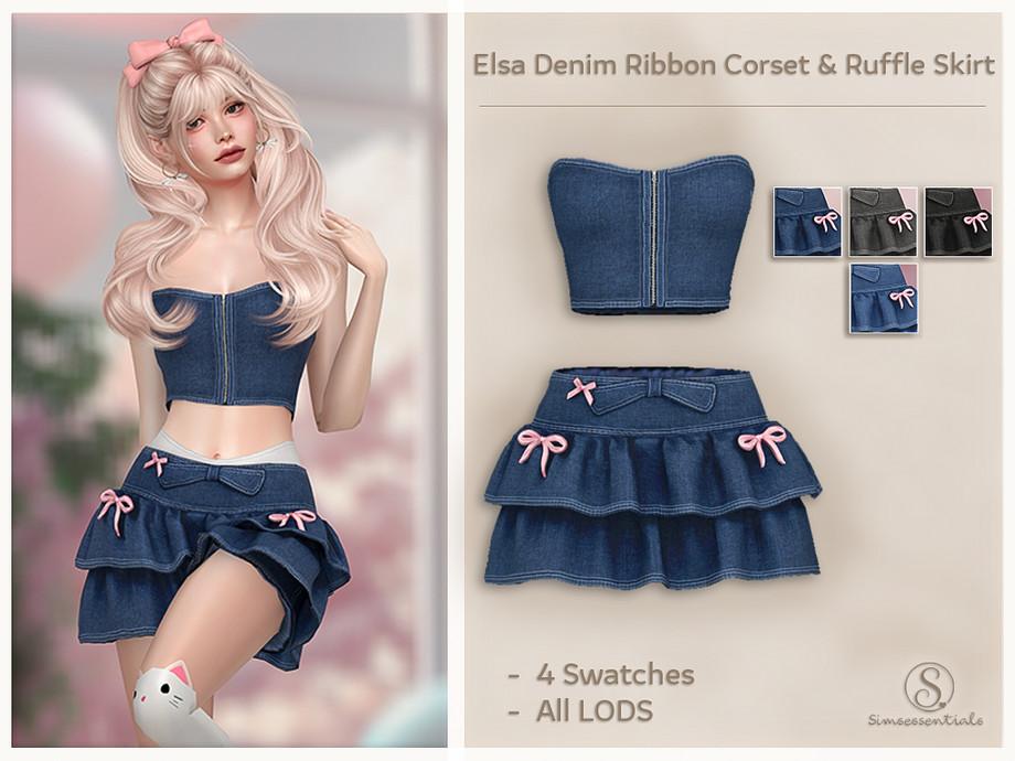 Наряд для симочки "Elsa Denim Ribbon Corset & Ruffle Skirt"