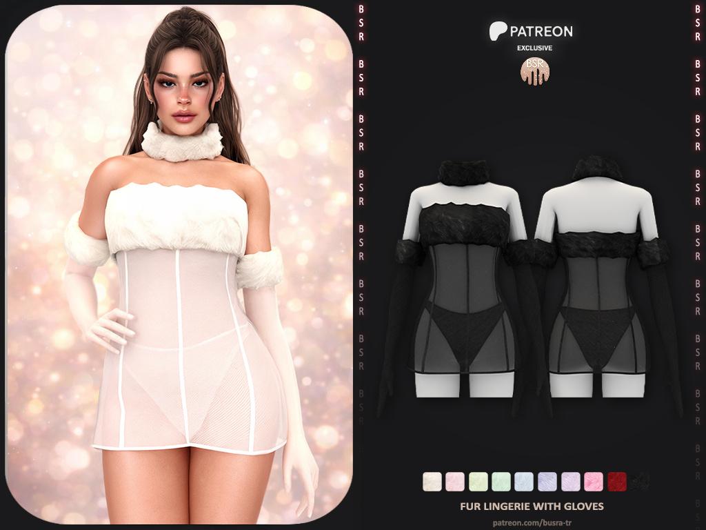 Наряд для симочки "Fur Lingerie With Gloves P268"