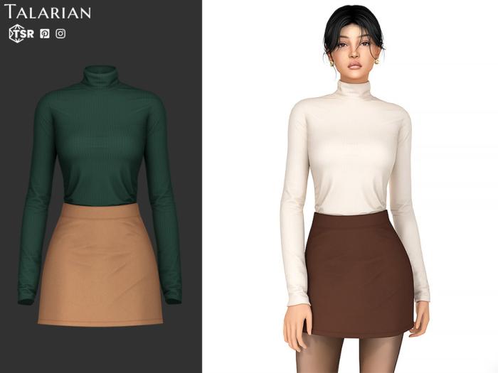 Наряд для симочки "Kelsey Outfit With Turtleneck Top And Mini Skirt"