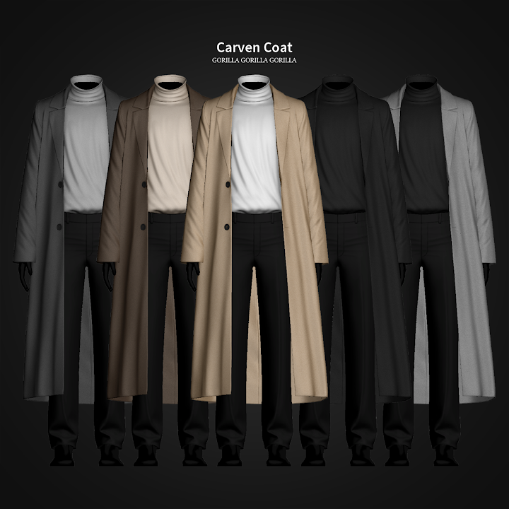 Пальто с водолазкой для симов "Carven Coat"