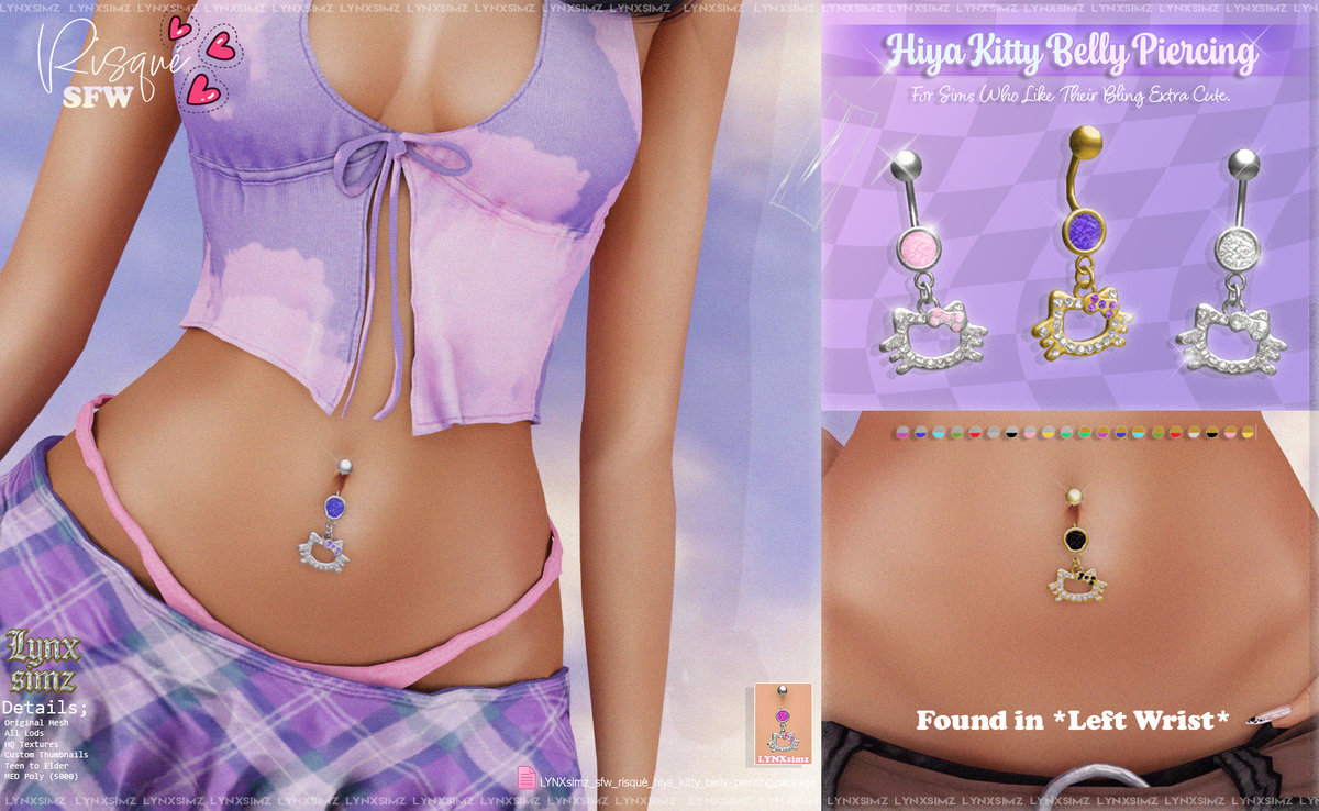 Пирсинг пупка "Hiya Kitty Belly Piercing"