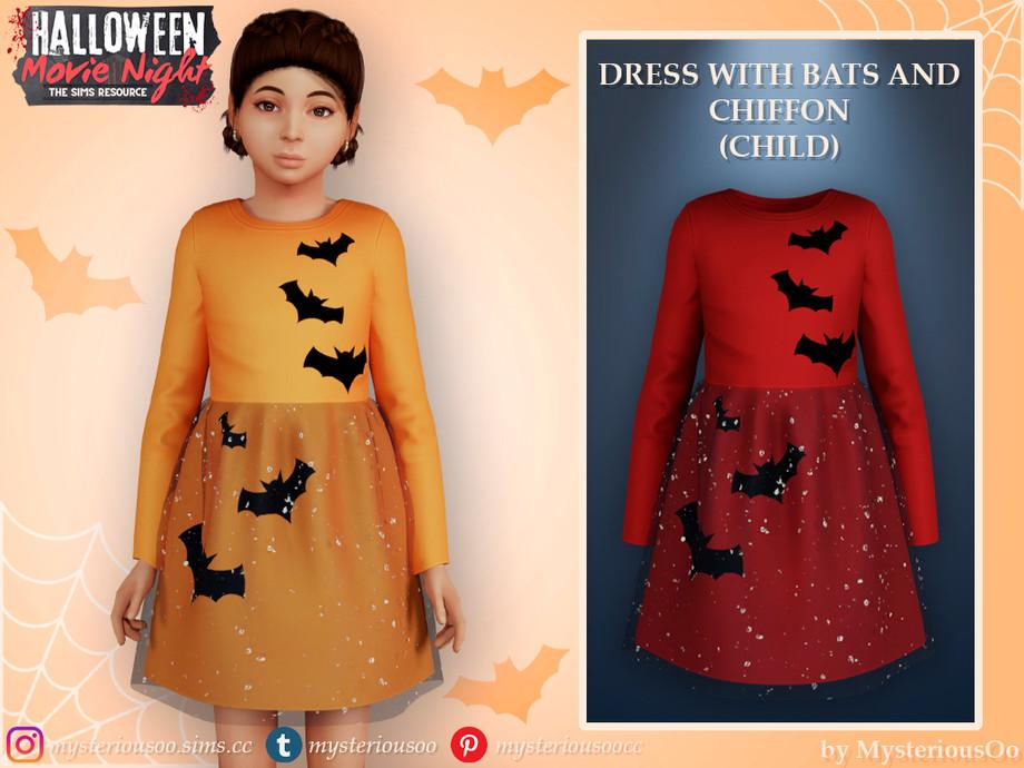 Платье для девочек и малышек "Halloween Movie Night - Dress with bats and chiffon"