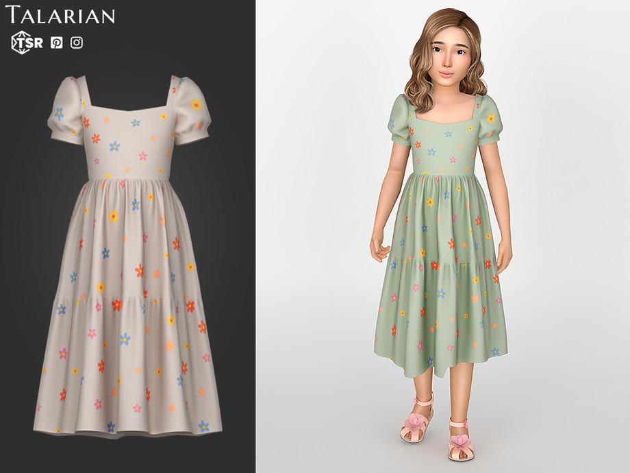 Платье для девочек "Sadie Dress with Puff Sleeves and Tiered Skirt"