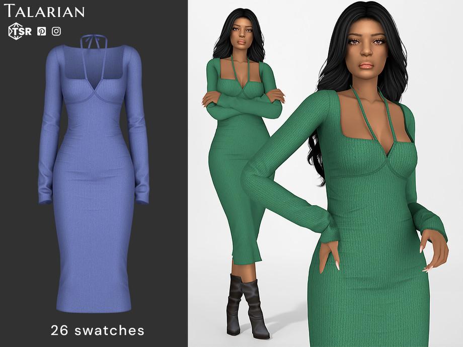 Платье для симочек "Myra Halter Strap Ribbed Midi Dress"