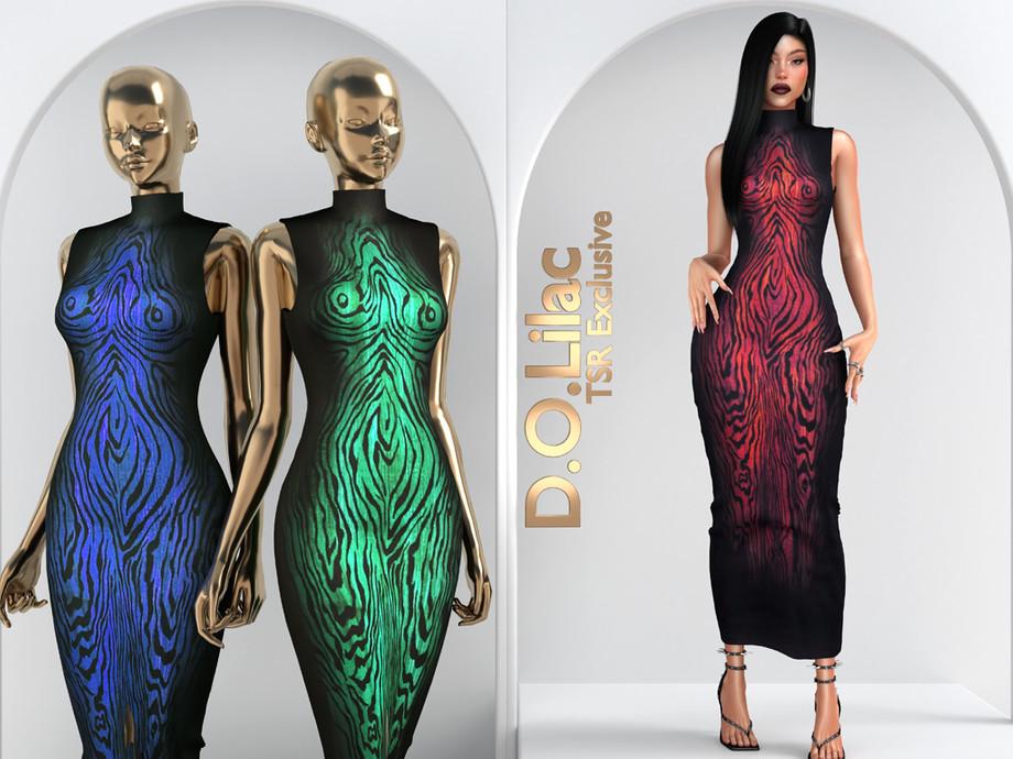 Платье для симочек "Printed Stretch Turtleneck Maxi Dress DO2057"