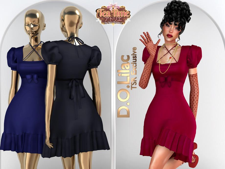 Платье для симочек "Ribbon Short Balloon Sleeve Dress DO2159"