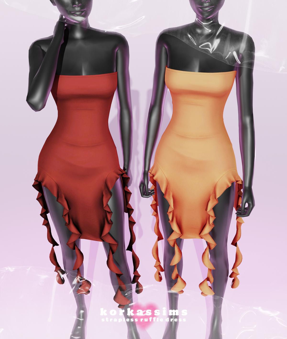 Платье для симочек "strapless ruffle dress"