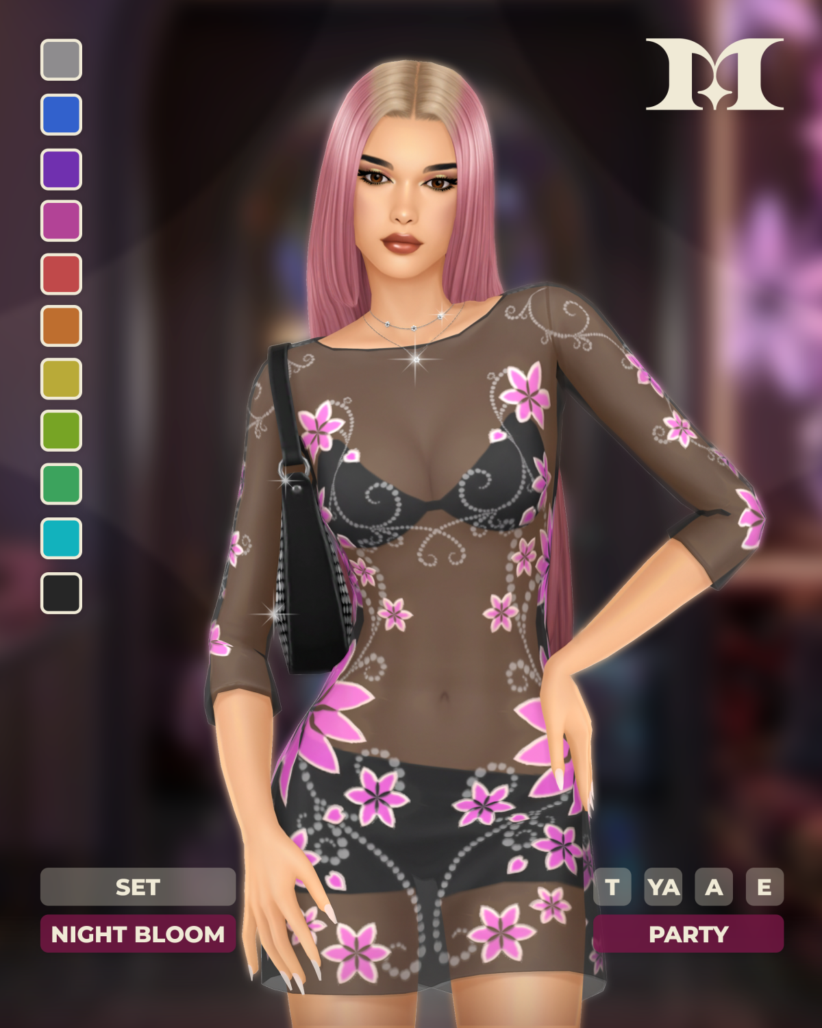Платье и сумочка для симочек "Night Bloom Set"