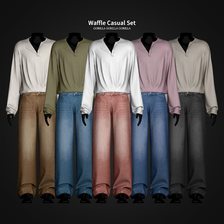 Повседневный сет для симов "Waffle Casual Set"