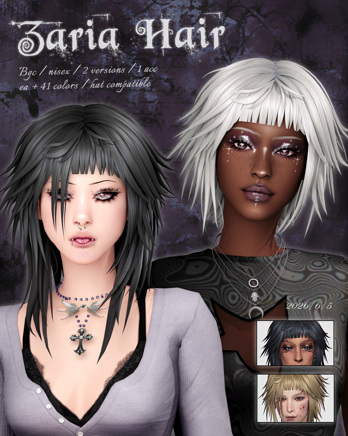 Прическа для симочек и симов "Zaria Hair"