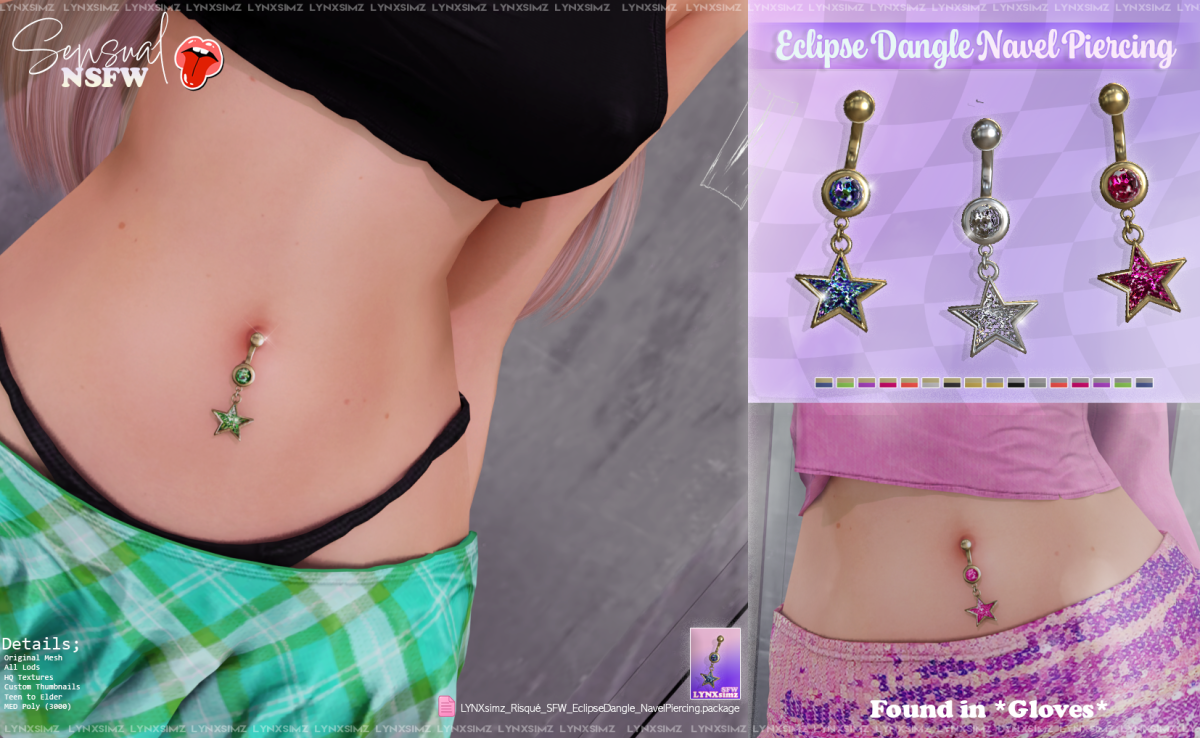 Серёжка для пупка "Eclipse Dangle Navel Piercing"