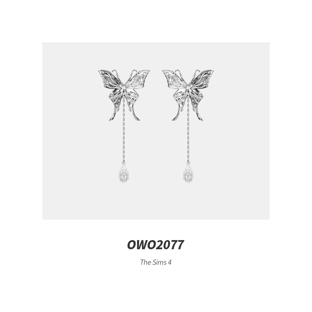 Серьги для симочек и симов "Chic Metallic Butterfly Earrings"