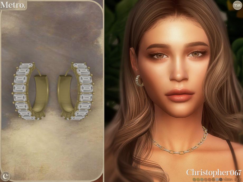 Серьги "Metro Earrings - Baguette Diamond Hoops"