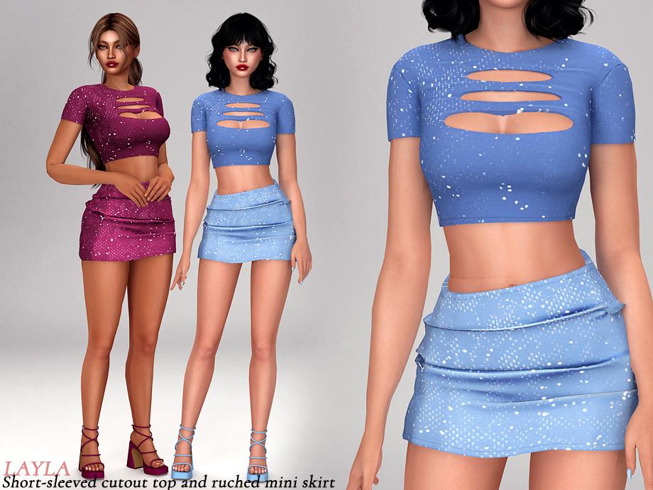 Сверкающий сет "Stardust crop top and skirt set"