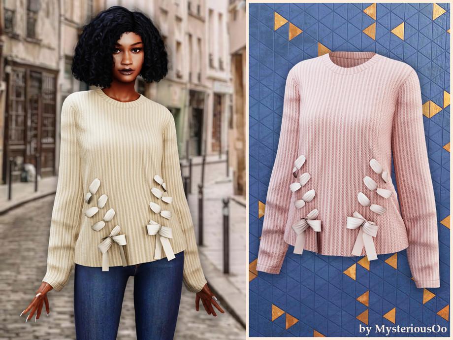Свитер для симочек "Ribbed knit sweater with bows"
