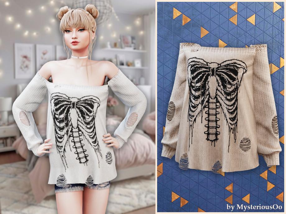 Свитер для симочек "Skeleton off shoulder sweater"