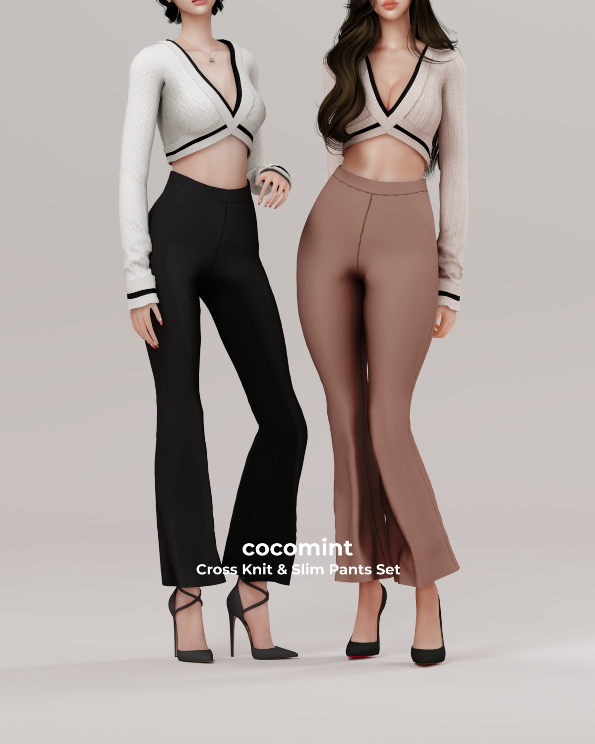 Свитер и брюки для симочек "Cross Knit & Slim Pants Set"