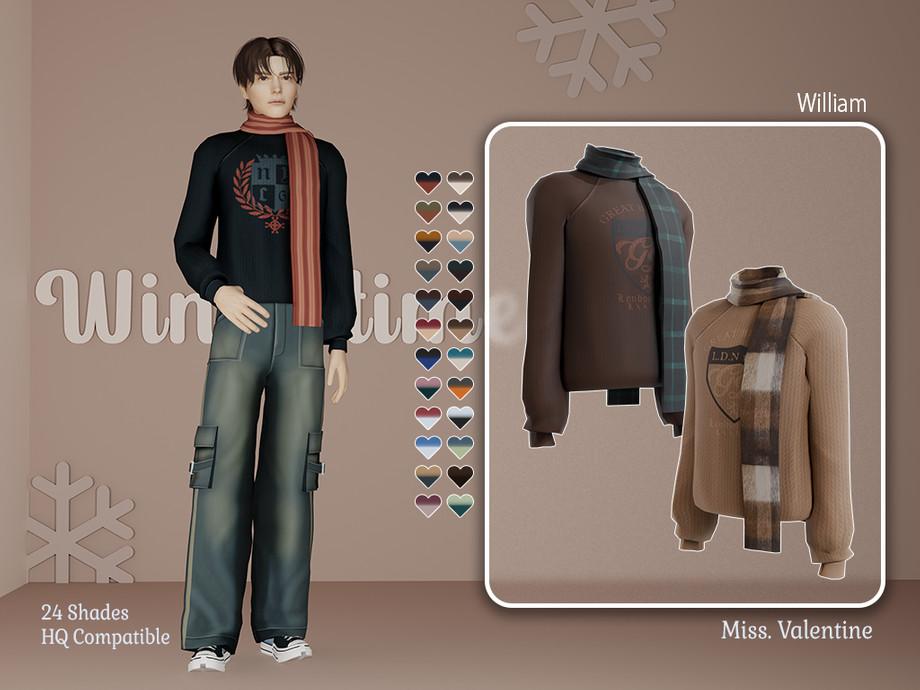 Свитер с шарфом для симов "William sweater with varsity logo and scarf"