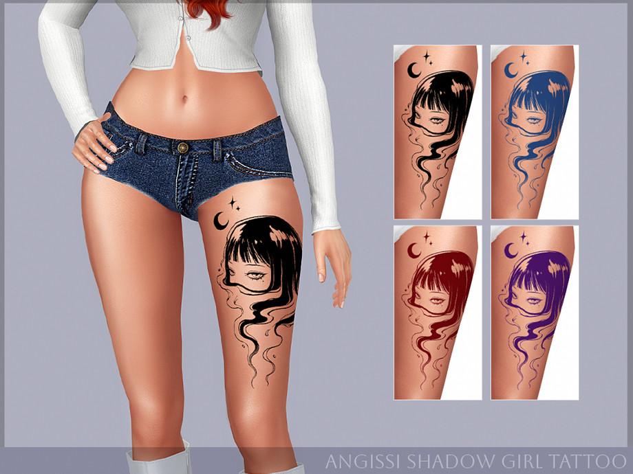 Тату для бедра "Shadow Girl Tattoo"