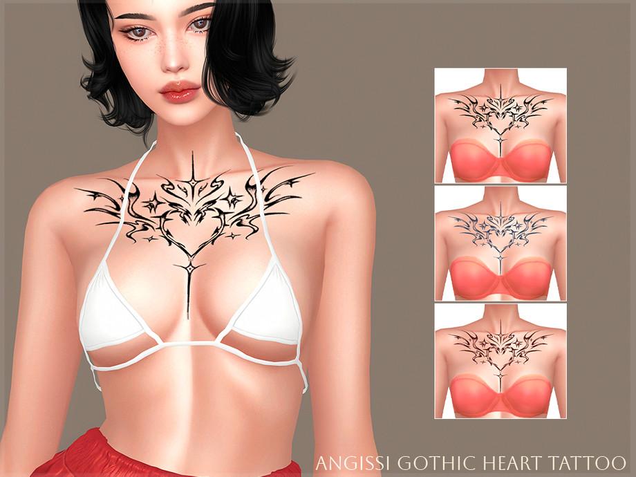 Тату для груди "Gothic Heart Tattoo"