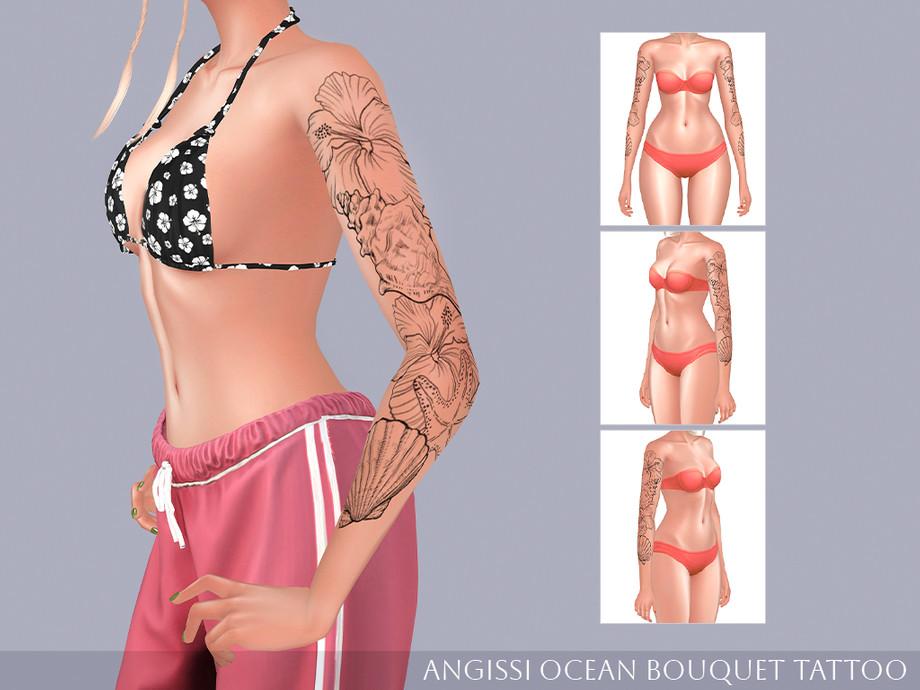 Тату для рук "Ocean Bouquet Tattoo"