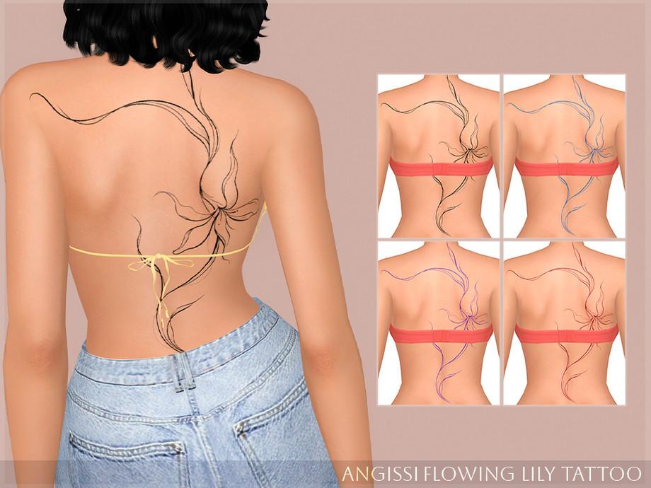 Тату для спины "Flowing Lily Tattoo"