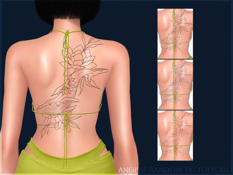 Тату для спины "Random tattoos 101"