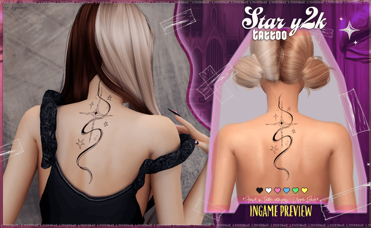Тату для спины "Star Y2K Tattoo"