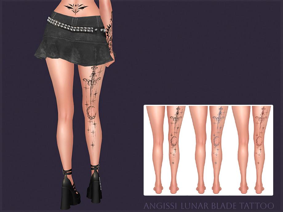 Тату для ноги "Lunar Blade Tattoo"