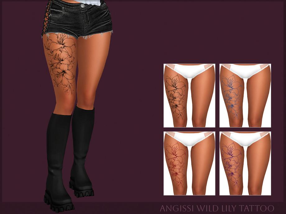 Татуировка для бедра "Wild Lily Tattoo"
