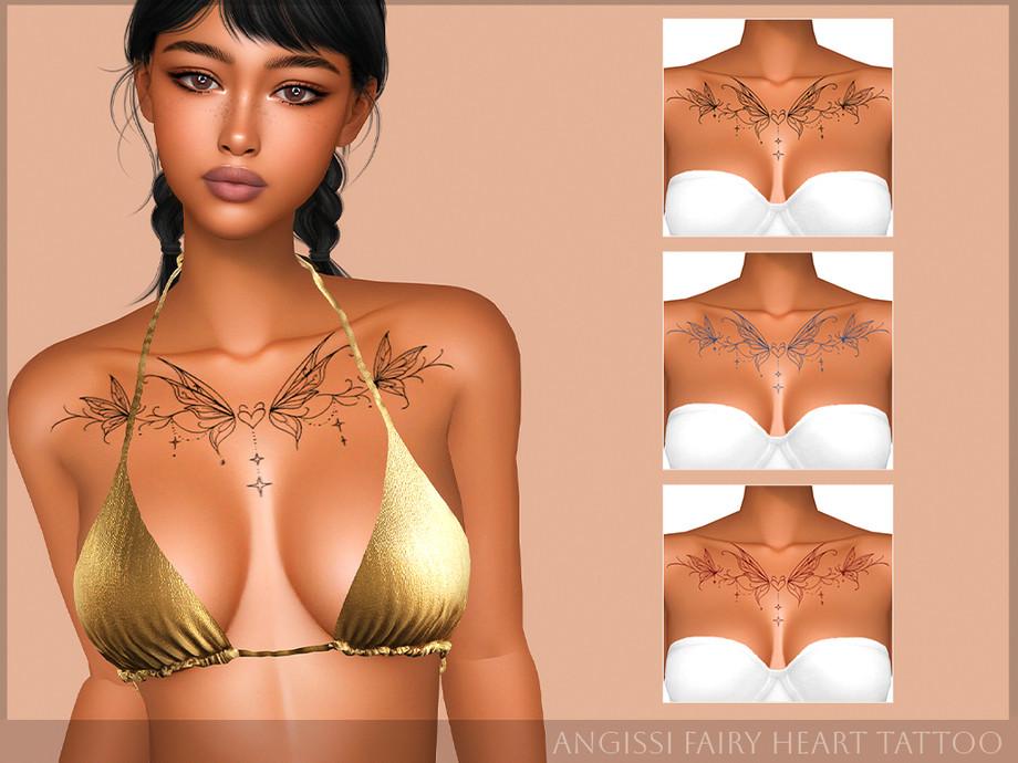 Татуировка для груди "Fairy Heart Tattoo"